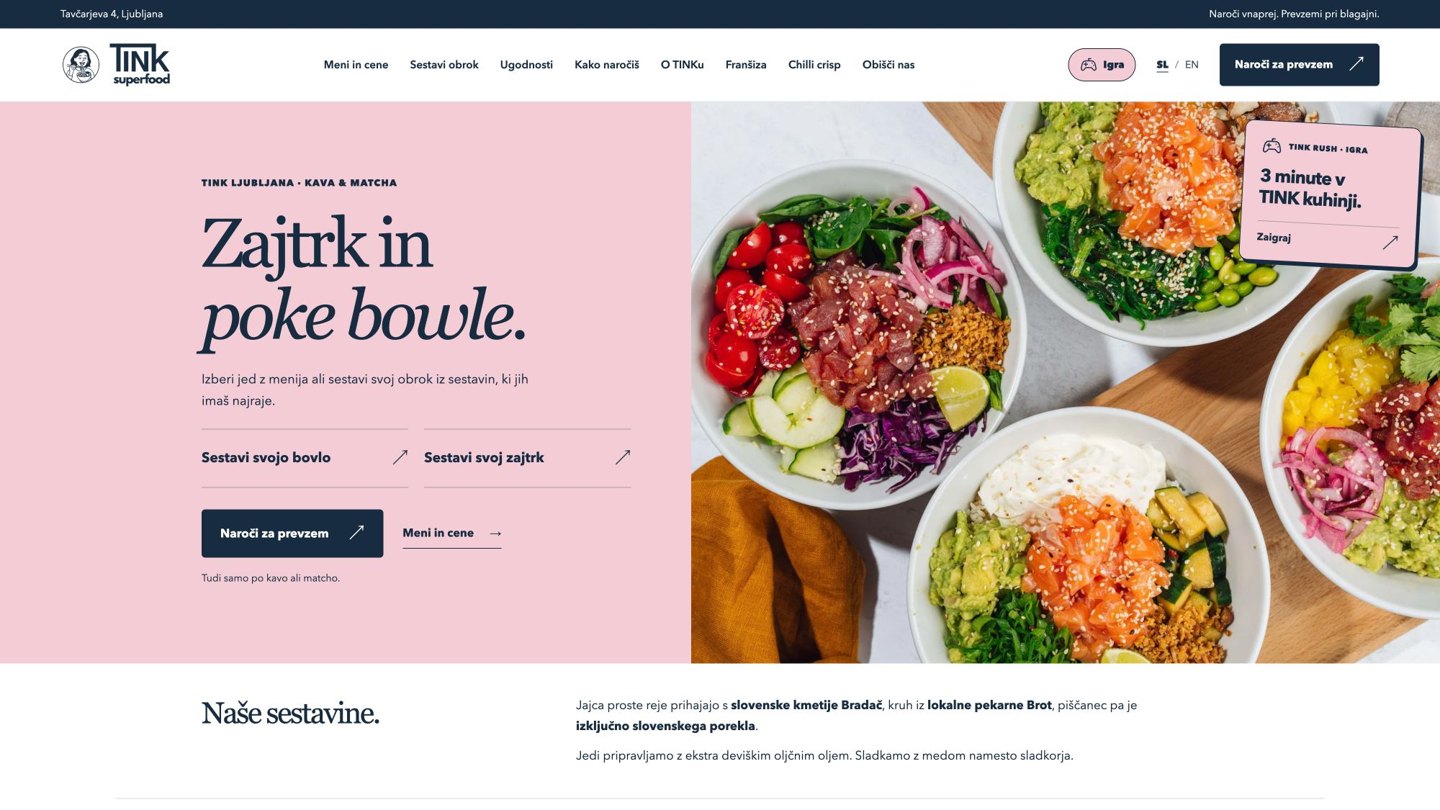Spletna stran TINK superfood